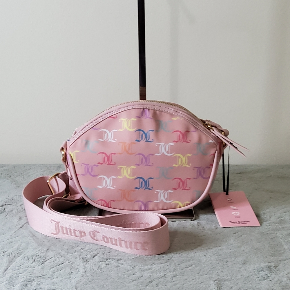 * Juicy Couture Women's Effortless Multicolor Logo Crossbody Bag Pink Diamond